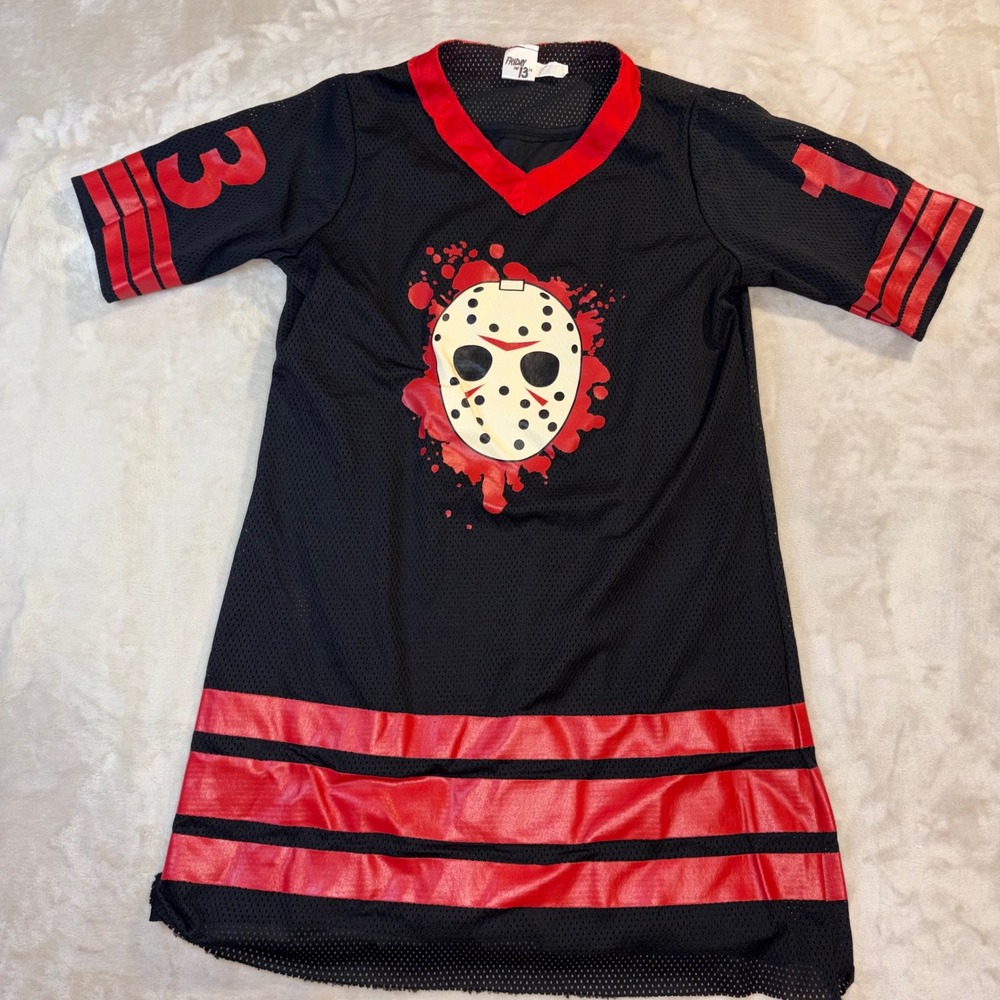 Friday the 13th Jason Voorhees Mesh Jersey Dress Black Red Horror Movie S/M